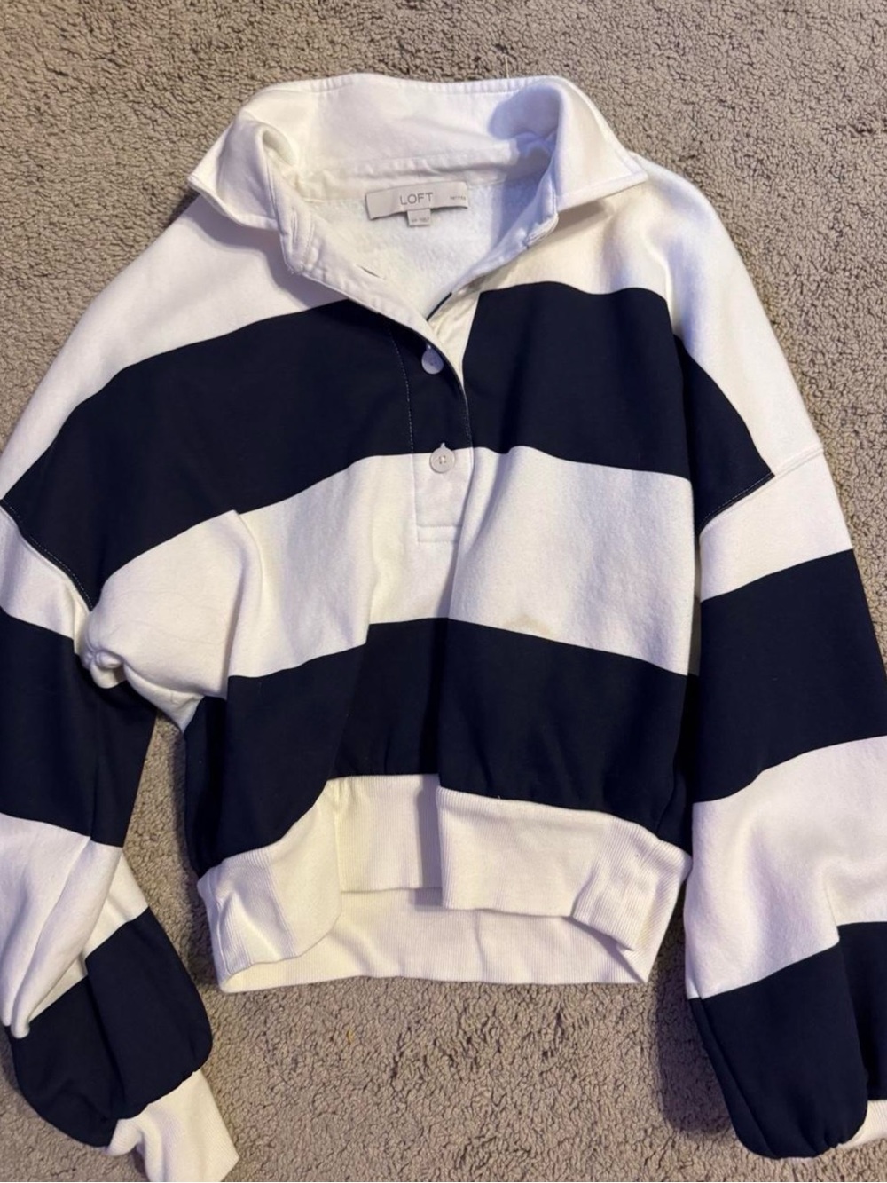 Loft Rugby Stripe Crop Sweatshirt